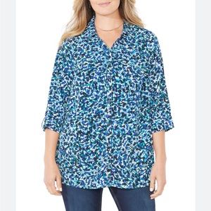Catherines button front crepe timeless blouse 30/34w